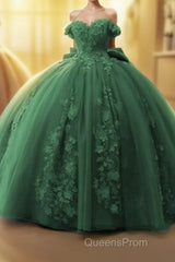 Off Shoulder Ball Gown Quinceanera Dress 3D Floral Applique Sweet 16 Gowns