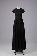 Beautiful A-Line Cap Sleeves Long Bridesmaid Dresses With Pockets