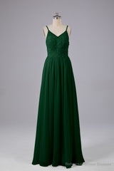 Beautiful Spaghetti Straps Backless Long Bridesmaid Dresses