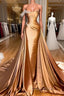 Chic One Shoulder Beaded Mermaid Evening Prom Dress With Court Train