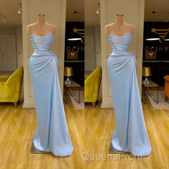 Unique Cross Sweetheart Light Blue Soft-pleated Long Evening Prom Dress