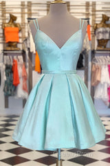 Chic Spaghetti Straps A Line Short Homecoming Dress