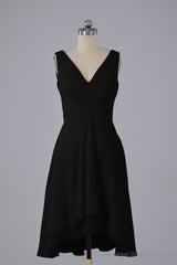 High Low Knee Length V-Neck Bridesmaid Dresses