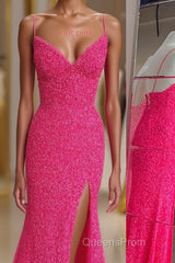 Mermaid Sequins Flattering Long Evening Prom Party Dress With Slit