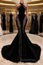 Black Halter Corset Mermaid Evening Prom Dress Sexy Evening Dress