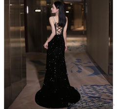 Spaghetti Strap Sweetheart Neckline Two Tone Rhinestone Accent Sequin Trained Open Back Mermaid Evening Gown