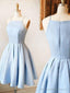 Light Blue Short Knee-Length Bridesmaid DressesProm Dresses