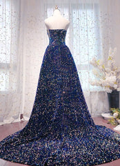 Chic Long Strapless Sparkly Tight Evening Prom Dress Formal Party Dress