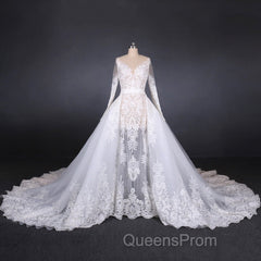 Elegant Long Sleeves Lace Wedding Dress Beautiful Bridal Dress