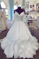 Charming Spaghetti Straps Long Ball Gown Lace Up Wedding Dress