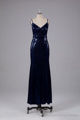 Mermaid Sequins Spaghetti Straps Long Bridesmaid Dresses