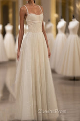 Champagne Tulle Long Evening Prom Dress, Champagne Tulle Formal Dress