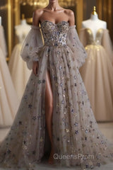 Beautiful Sequin Shiny Sweetheart Long A-line Aesthetic Evening Prom Dress