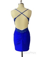 Spaghetti Straps Open Back Short Homecoming Dress