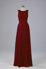 A-line Lace Top Floor Length Chiffon Bridesmaid Dresses