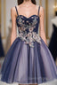 Cute Lace Tulle Short A Line Evening Prom Dress, Homecoming Dress