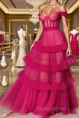 Formal Evening Dress Off the Shoulder Chic A Line Long Evening Prom Dress