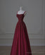Retro A line Straps Sequin Burgundy Long Party Dress Prom Dresses