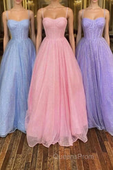 Shiny Tulle Open Back Pink Lilac Blue Long Evening Prom Dress, Long Pink Lilac Blue Tulle Formal Graduation Evening Dress