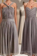 Simple A Line Grey Short Chiffon Bridesmaid Dress