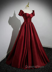 A-Line Ballgown Satin Long Party Dress Off Shoulder Sweetheart Floor Length Evening Prom Dress