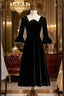 A-Line Black Velvet Square Short Litter Evening Prom Dress