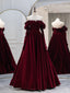 A-Line Burgundy Velvet Long Classy Prom Dress, Burgundy Prom Dress