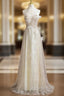 A-line Champagne Halter Sequins Evening Prom Dress