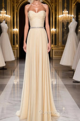 A-Line Chiffon Long Evening Prom Dress, Sweetheart Neck Chiffon Formal Dress