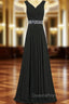 A-Line Chiffon V-neck Floor Length Bridesmaid Dress With Beading
