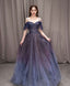 A-Line Dark Purple Tulle Long Classy Prom Dress, Purple Classy Party Dress