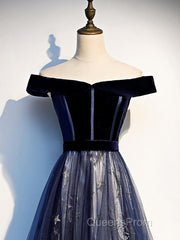 A-Line Elegant Floral Evening Prom Formal Evening Dress Off Shoulder Short Sleeve Sweep / Brush Train Tulle With Pleats Pattern / Print