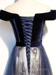 A-Line Elegant Floral Evening Prom Formal Evening Dress Off Shoulder Short Sleeve Sweep / Brush Train Tulle With Pleats Pattern / Print