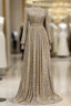 A-Line Evening Gown Elegant Dress Red Green Dress Black Tie Floor Length Long Sleeve Jewel Neck Fall Wedding Guest Sequined With Ruched