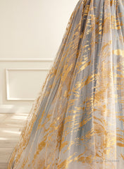 A-line Gradient Tulle Long Party Dress, Floor Length Prom Dress