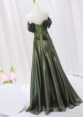 A-Line Green Sweetheart Velvet Long Party Dress, Green Evening Dress Evening Prom Dress