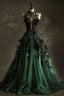 A Line Green Tulle Long Classy Prom Dress, Classy Graduation Classy Evening Dress