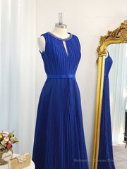 A-line Jewel Ruffles Floor-Length Chiffon Dress