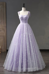 A Line Lilac Tulle Long Evening Prom Dress, Lilac Long Formal Evening Dress