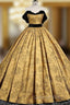 A-Line Off Shoulder Satin Gold Long Evening Prom Dress, Gold Long Formal Dress