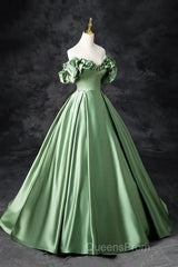 A-Line Off The Shoulder Formal Satin Long Evening Dress Evening Prom Dress