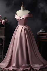 A-Line Off-the-shoulder Pink Sleeveless Strapless Long Evening Prom Dress
