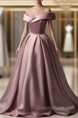 A-Line Off-the-shoulder Pink Sleeveless Strapless Long Evening Prom Dress