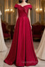 A-Line Off The Shoulder Evening Prom Dress Pure Color Sexy Long