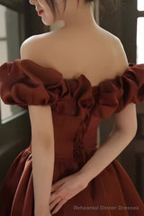A line Off The Shoulder Satin Party Dress Long Prom Dress
