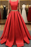 A Line One-Piece Jewel Open Back Long Evening Prom Dress