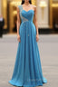 A-Line One Shoulder Pleats Beading Bridesmaid Dress