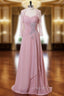 A-line Pink Chiffon Beaded Mother Of The Bride Dress With Jacket