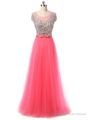 A-Line Pink Tulle Prom Dress
