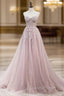 A-Line Pink Tulle Sweetheart Appliques Evening Prom Dress